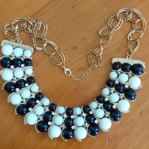 New Black White and Gold Bib Statement Necklace
